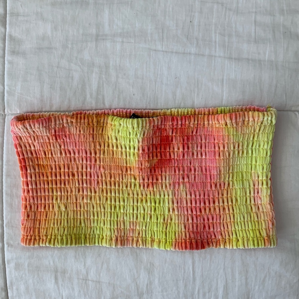 colorful ribbed tube top